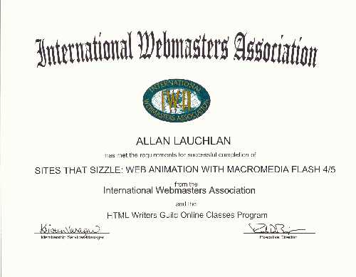 IWA Sites that Sizzle Web Animation with Macromedia Flash Certificate