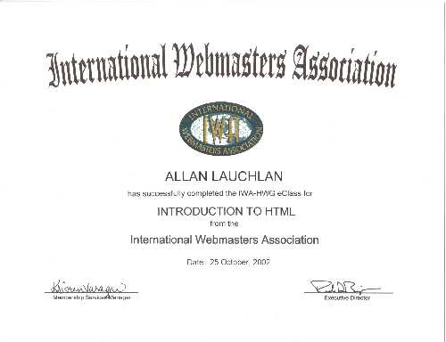 IWA HTML Certificate